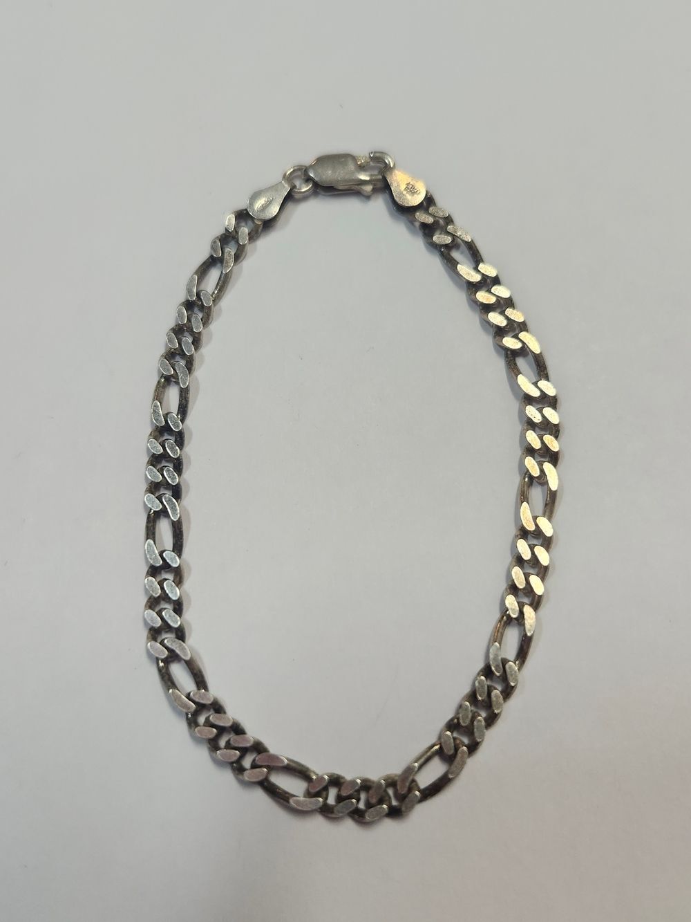 Sterling Silver Figaro Chain Bracelet - Classic Link Design 7.5"